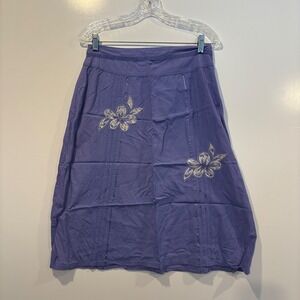 April‎ Cornell Floral Embroidered A Line Skirt Periwinkle Womens Size Medium
